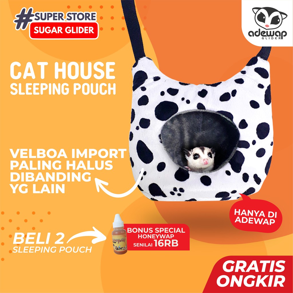 ADEWAP GLIDER Sleeping Pouch Cat Tempat Tidur Sugar Glider Bentuk Kucing - 2