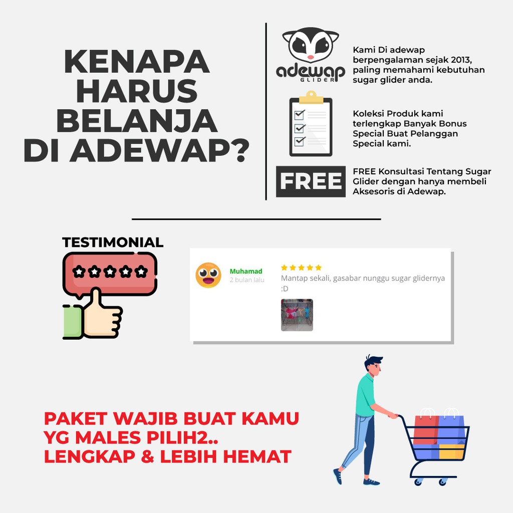 Paket Hemat 6 Perlengkapan Komplit Aksesoris Sleeping Pouch Hammock Tempat Tidur Kebutuhan Sugar Glider - 3