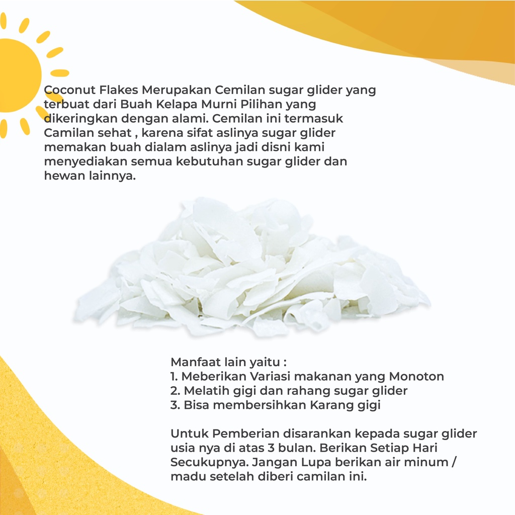 ADEWAP GLIDER Dried Coconut Flakes Camilan Buah Kelapa Sugar Glider Hamster Tupai - 2