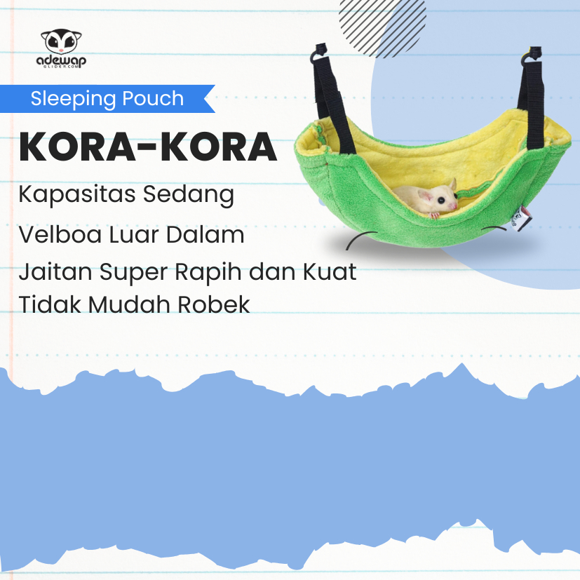 ADEWAP Sleeping Pouch Bentuk Kora Kora Aksesoris Tempat Tidur Sugar Glider - 2
