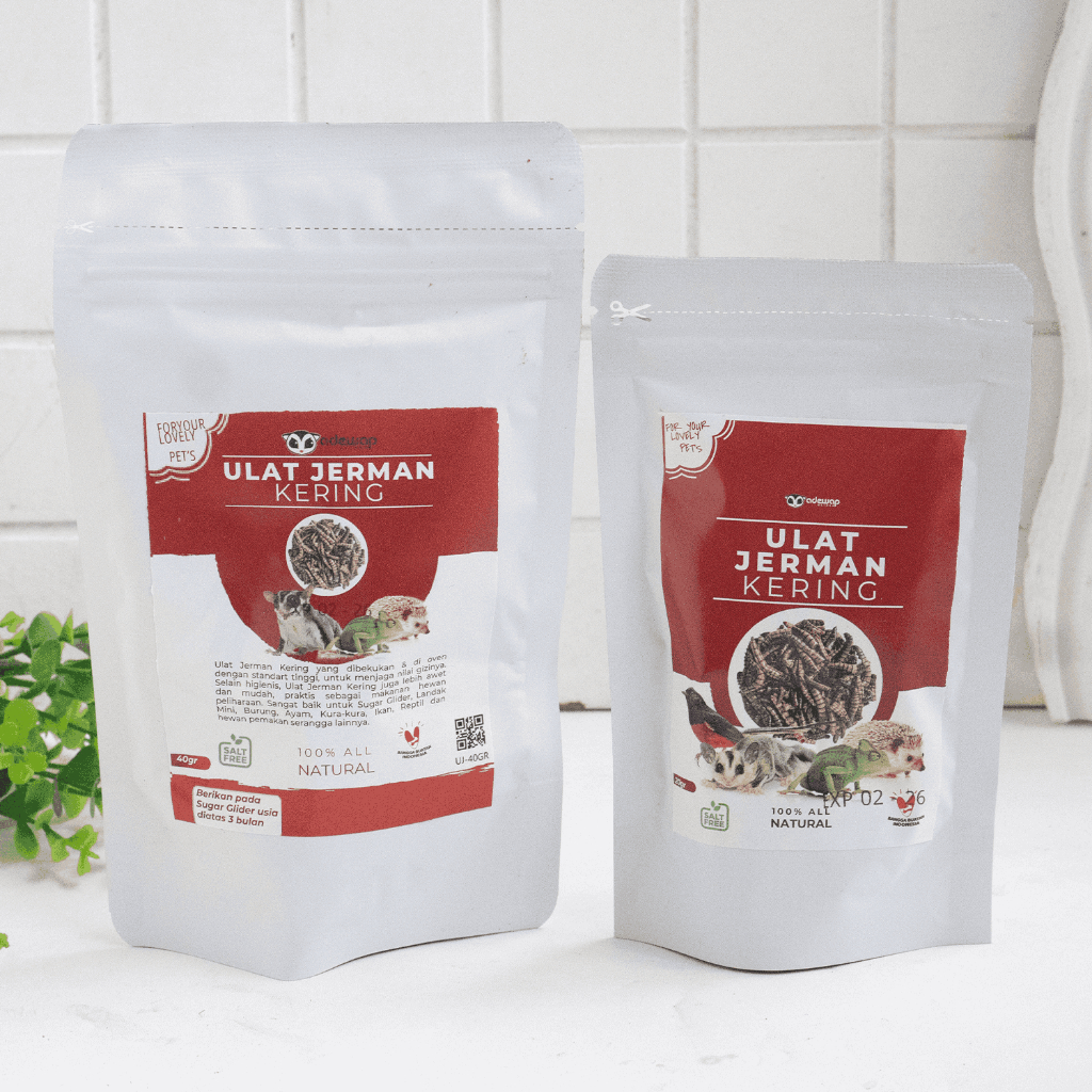 ADEWAP GLIDER Ulat Jerman Kering Dried Super Worm Cemilan Sugar Glider - 40gr - 5