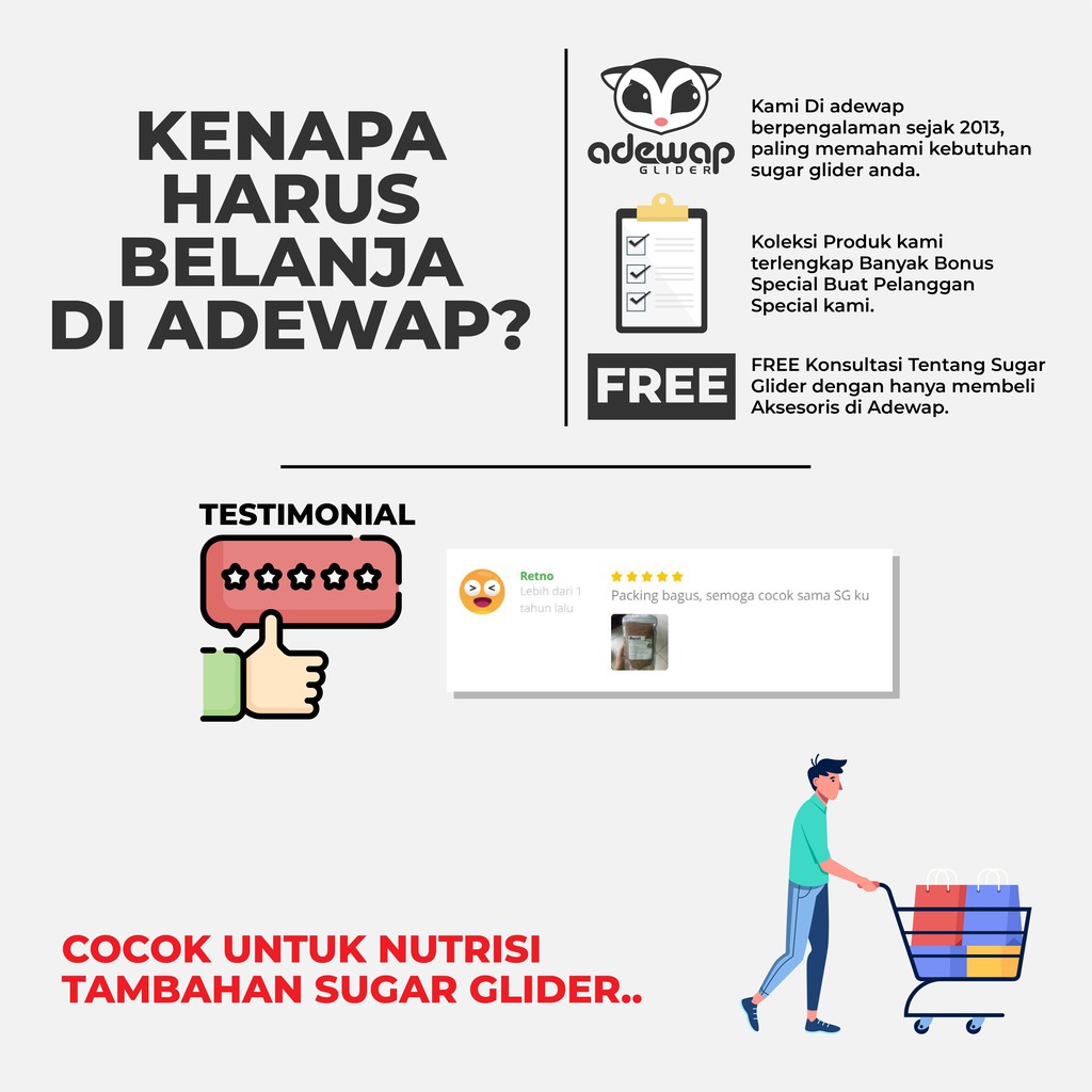 ADEWAP GLIDER Tepung Jangkrik Super Nutrisi & Protein Wajib Sugar Glider - 3