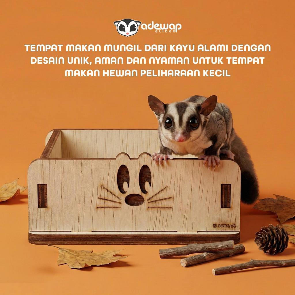ADEWAP GLIDER Tempat Makan Laser Cut  Sugar Glider Hamster Marmut Alas Kasmir Kayu Hewan Kecil - 2