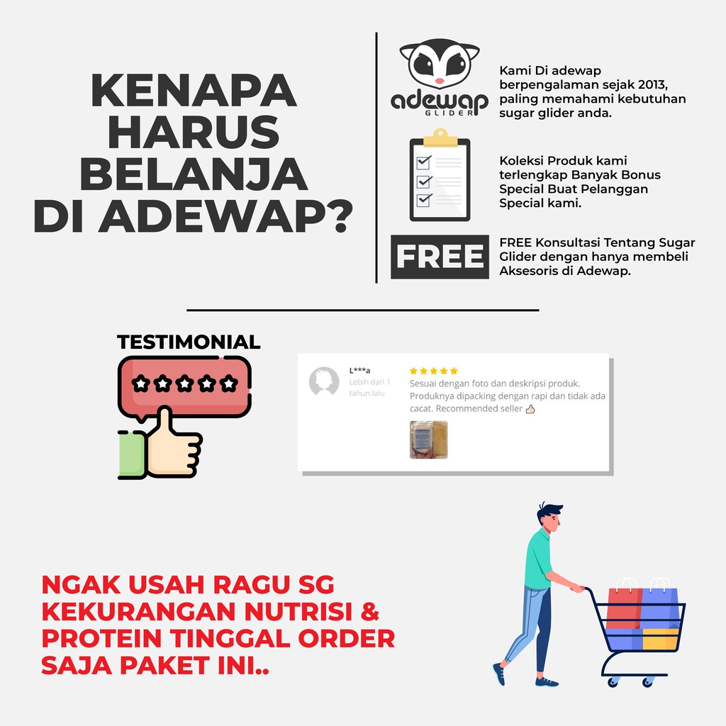 ADEWAP GLIDER Paket Hemat 2 Nutrisi Protein Wajib Sugar Glider - 5