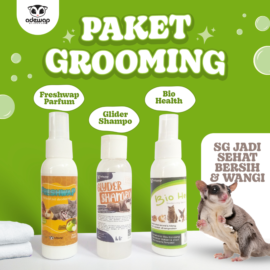 ADEWAP GLIDER Paket Grooming Sugar Glider : Shampoo Perfume & Disinfektan Kandang