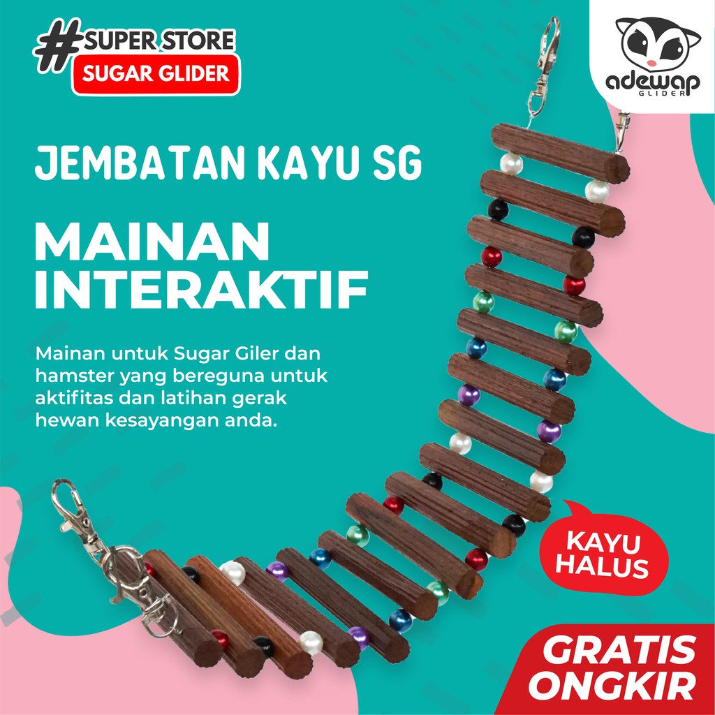 ADEWAP GLIDER Mainan Tangga Jembatan Mote Kayu Sugar Glider - 2