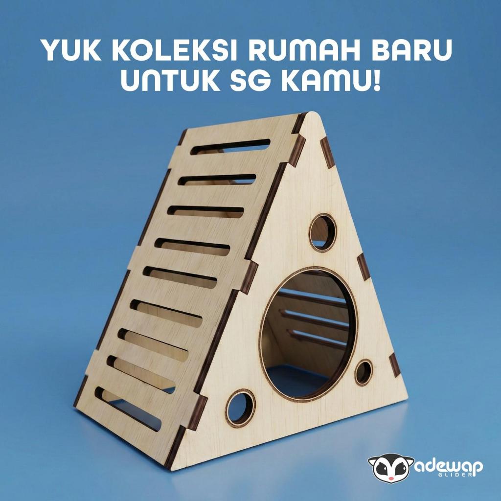 ADEWAP GLIDER Piramida Laser Cut Rumah Kayu Sugar Glider Hamster Marmut Tempat Bersembunyi & Bermain Hewan Kecil - 3