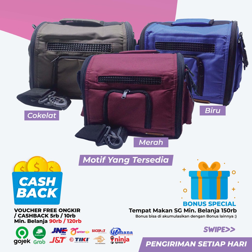 ADEWAP GLIDER Travel Bag Carrier Hewan Peliharaan Sugar Glider Untulan Curve Pet Hewan Ukuran Besar - 5