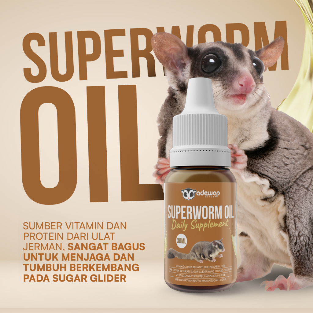 ADEWAP GLIDER SuperWorm Oil Minyak Ulat Jerman Daily Supplement For Sugar Glider - 30ML - 2
