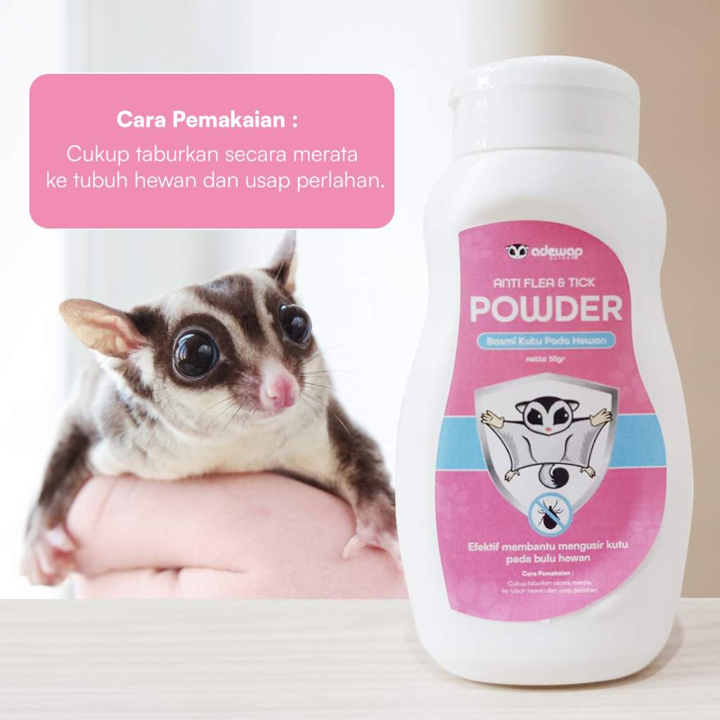 ADEWAP GLIDER Anti Flea & Tick Powder Bedak Anti Kutu Hewan Sugar Glider - 3