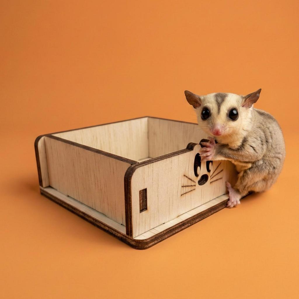 ADEWAP GLIDER Tempat Makan Laser Cut  Sugar Glider Hamster Marmut Alas Kasmir Kayu Hewan Kecil - 3