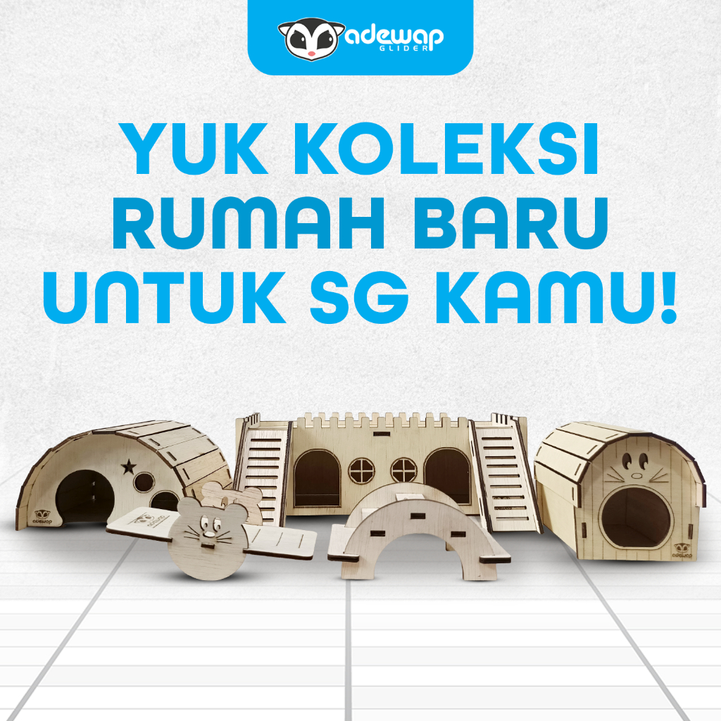 ADEWAP GLIDER Ayunan Laser Cut Rumah Kayu Sugar Glider Hamster Marmut Tempat Bersembunyi & Bermain Hewan Kecil - 4