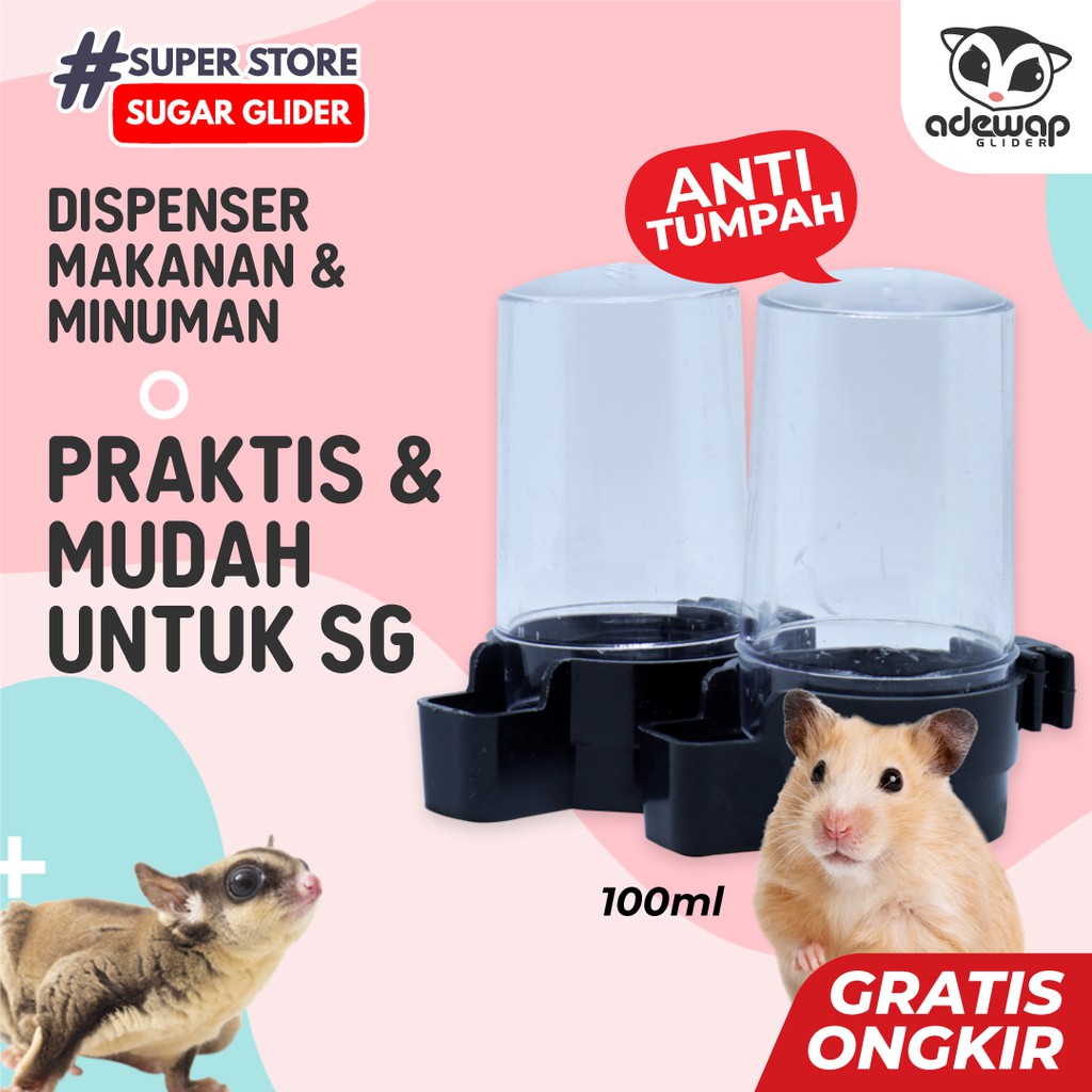 ADEWAP GLIDER Dispenser Tempat Minum Makan Sugar Glider - 2