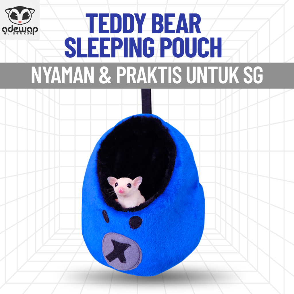 ADEWAP GLIDER Sleeping Pouch Karakter Teddy Bear Tempat Tidur Sugar Glider Ukuran Medium - 7