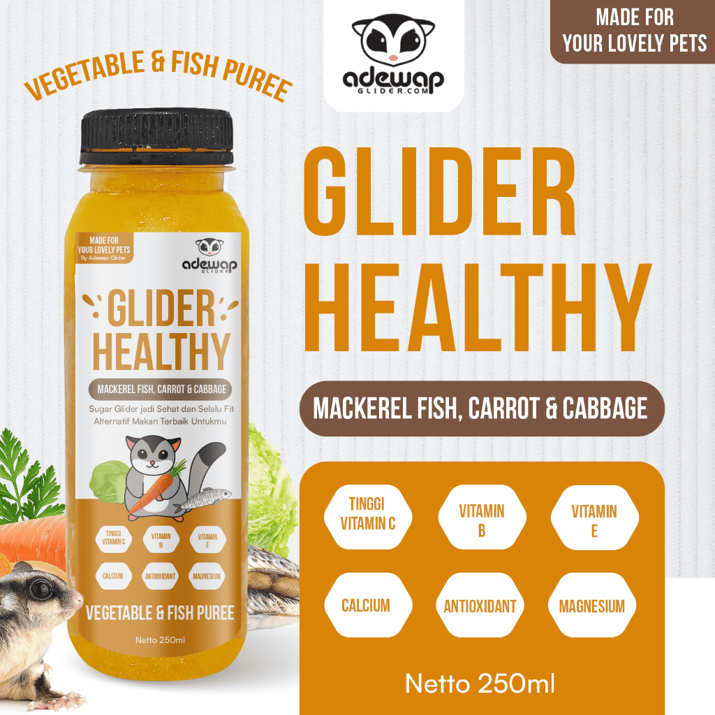 ADEWAP GLIDER Healthy Vegetable & Fish Puree : Mackerel Fish Carrot Cabbage - 250ml