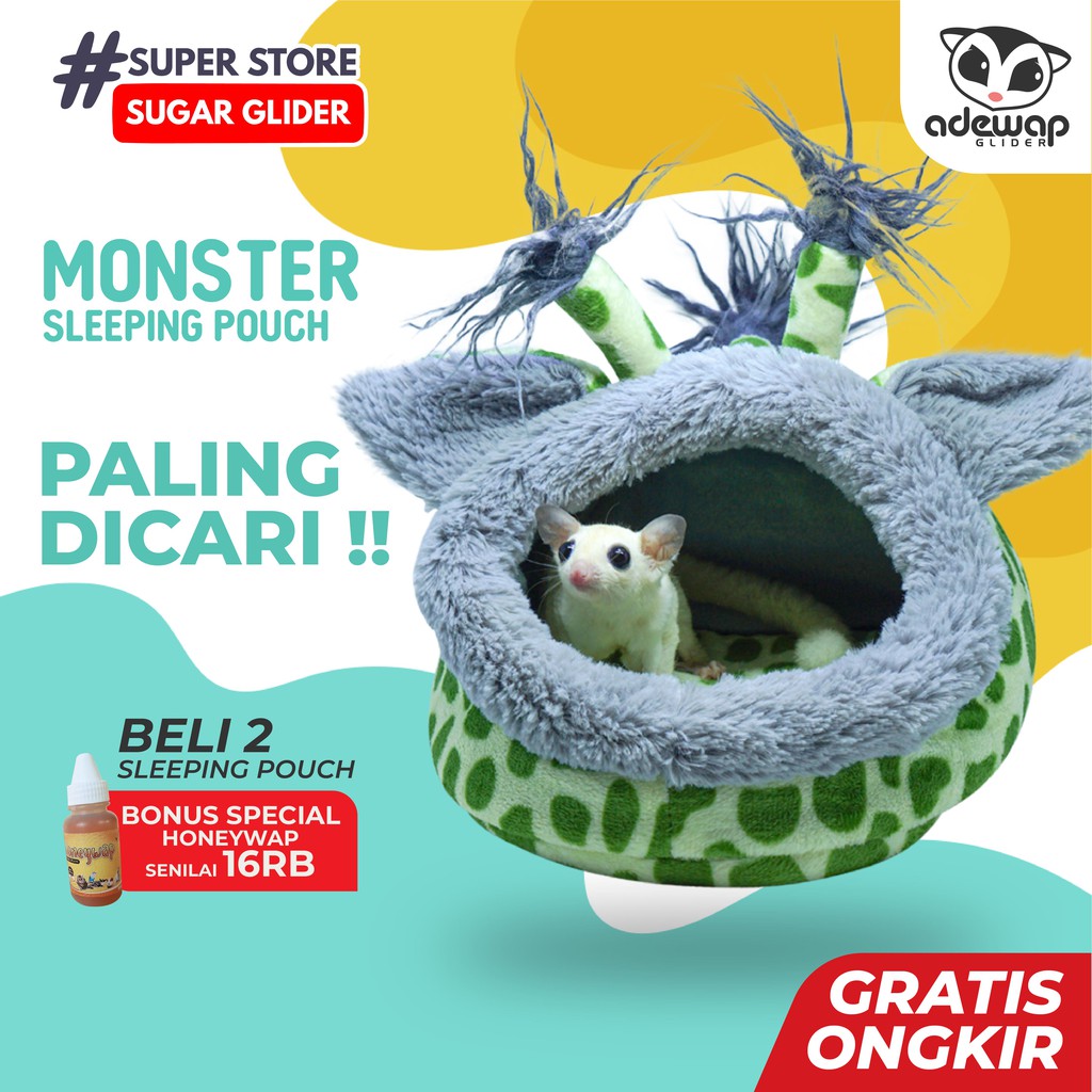 ADEWAP GLIDER Sleeping Pouch Model Monster Tempat Tidur Sugar Glider - 2