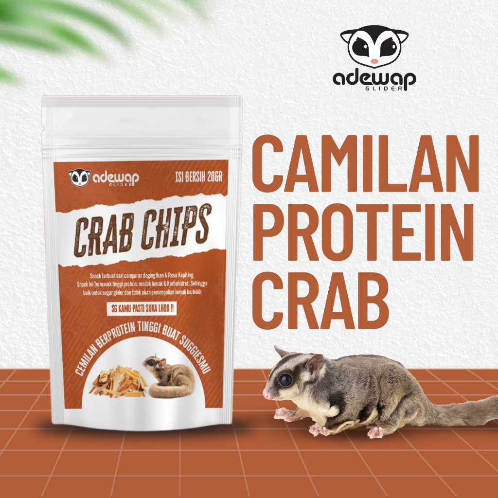 ADEWAP GLIDER Crab Chips Camilan Protein Sugar Glider Rasa Kepiting - 20gr - 7