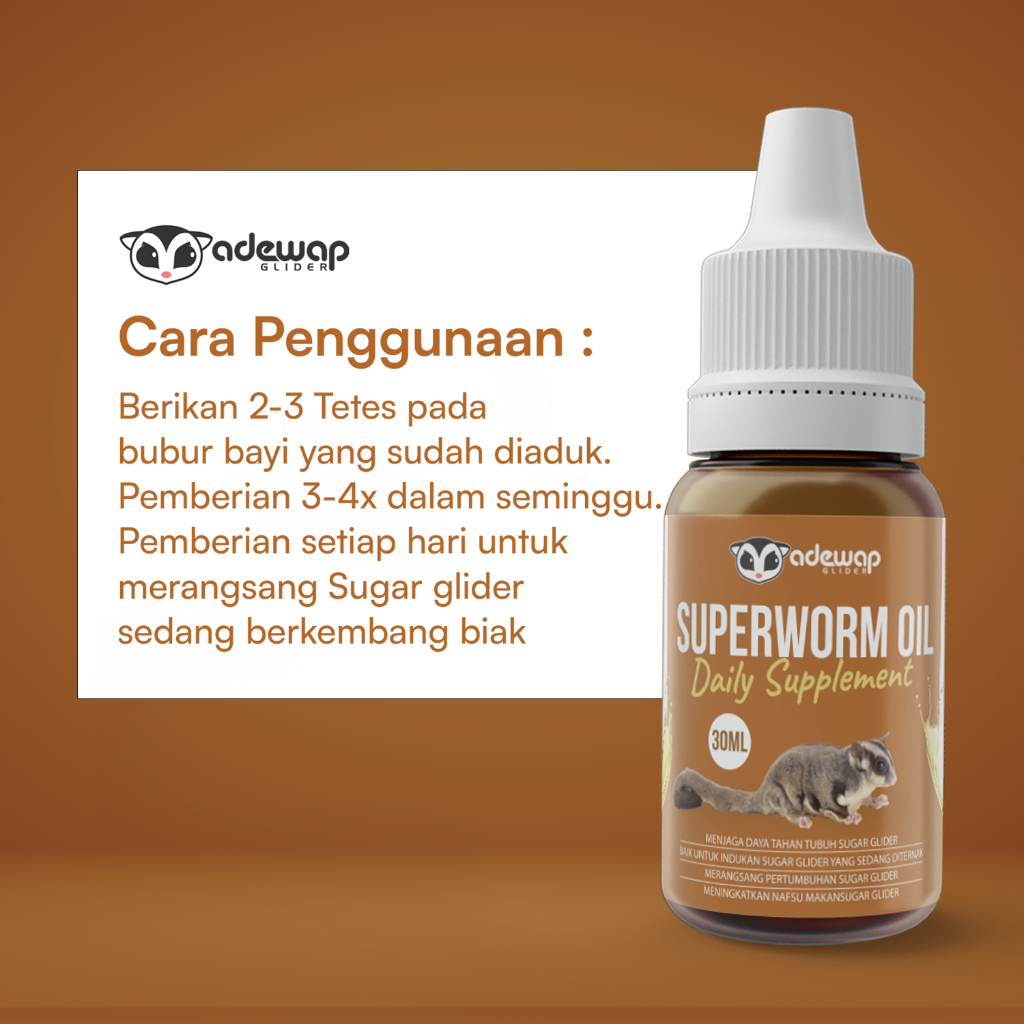 ADEWAP GLIDER SuperWorm Oil Minyak Ulat Jerman Daily Supplement For Sugar Glider - 30ML - 3