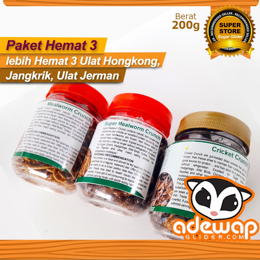 ADEWAP GLIDER Paket Hemat 3 Serangga Nutrisi Protein Sugar Glider - 4
