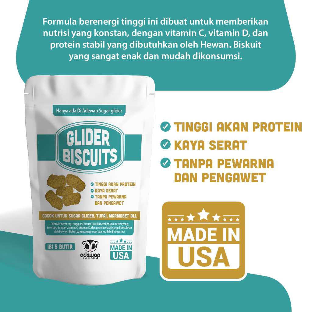 ADEWAP GLIDER Glider Biscuits : Makanan Biscuit Sugar Glider Tinggi Protein - 3