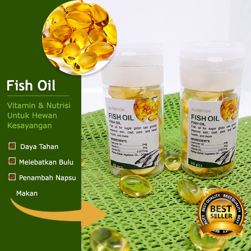 ADEWAP GLIDER Minyak Ikan Omega 3 Sugar Glider Fish Oil 40 Butir – Minyak Ikan  Suplemen Bulu & Kesehatan - 3