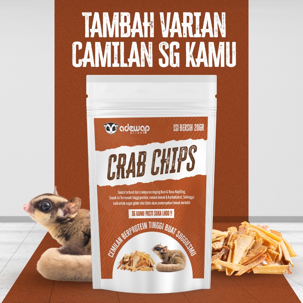 ADEWAP GLIDER Crab Chips Camilan Protein Sugar Glider Rasa Kepiting - 20gr - 2