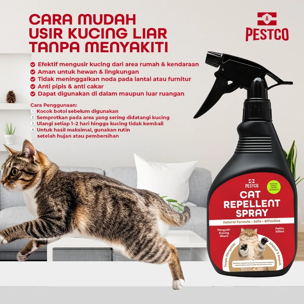 Pestco Cat Repellent Spray Pengusir Kucing Liar Alami Anti Pipis Anti Cakar Aman Untuk Hewan 500ml