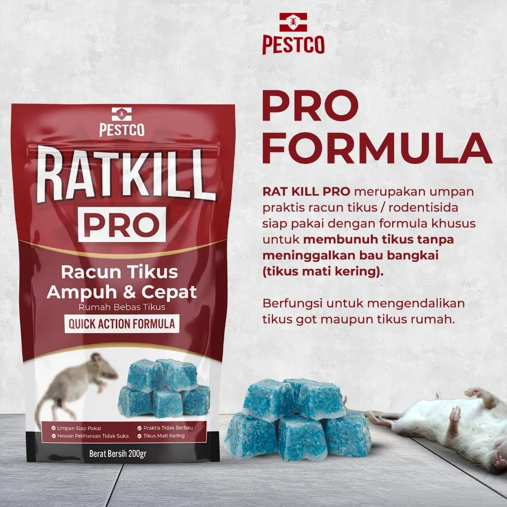 PESTCO Racun Tikus Paling Ampuh Mati Kering – Obat Tikus Anti Bau & Anti Tikus Balik Lagi 200GR