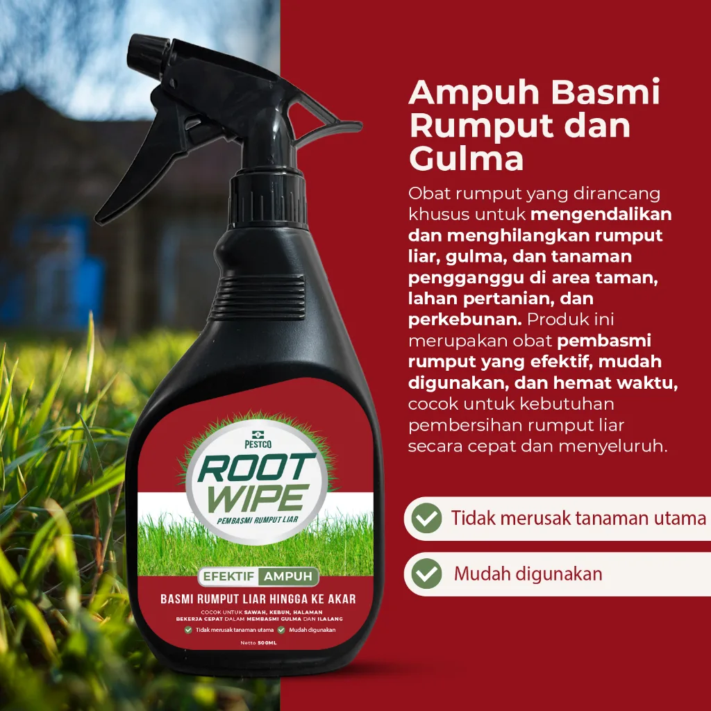 PESTCO Obat Rumput Spray 500ml ROOT WIPE Pembasmi Rumput Liar & Gulma Ampuh Habis Sampai Akar