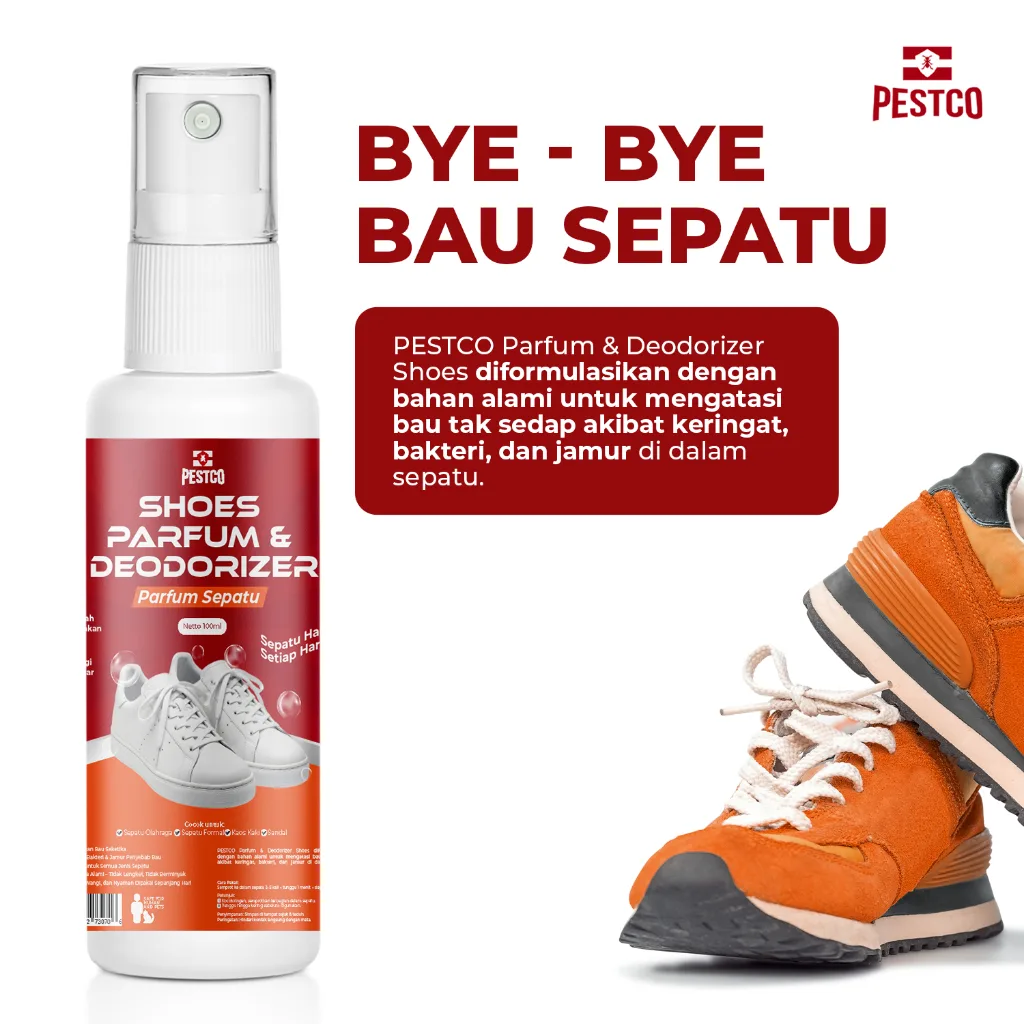 PESTCO Parfum Sepatu  Shoes Deodorant Parfum Sepatu Anti Bau Menyengat & Anti Bakteri 100ml