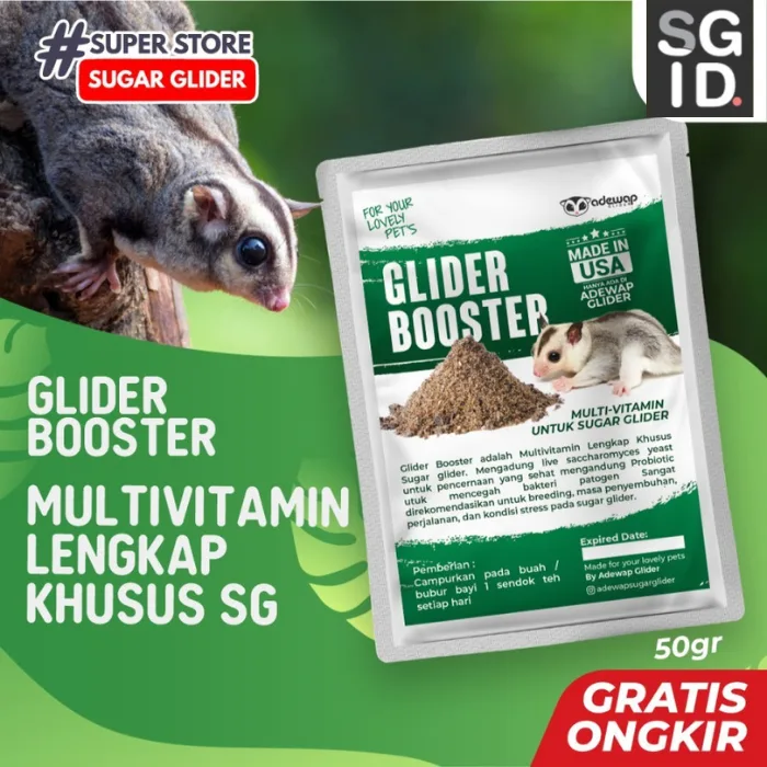 ADEWAP GLIDER Glider Booster Sugar Glider Probiotic & Saccharomyces For Over Grooming - 50 Gr