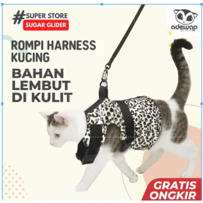 TALI HARNESS KUCING / HERNESS HEWAN PELIHARAAN MODEL ROMPI BAHAN ADJUSTABLE KUCING MUSANG / CAT