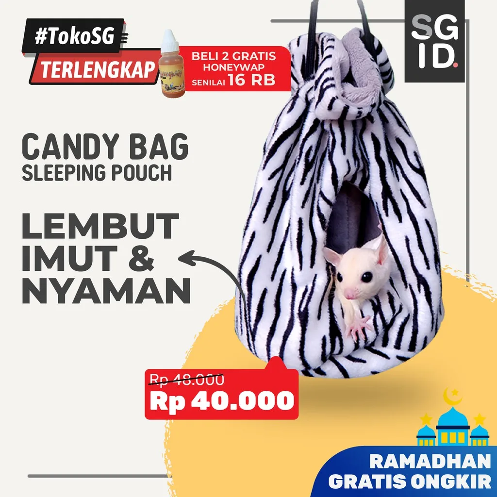 ADEWAP GLIDER Sleeping Pouch Candy Bag Tempat Tidur Sugar Glider - Motif