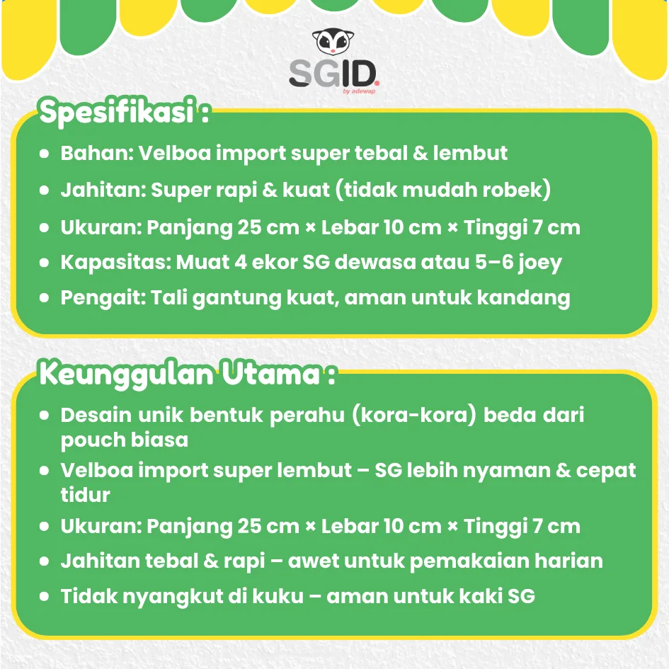 Sleeping Pouch Kora Kora Aksesoris / Mainan Tempat Tidur Sugar Glider