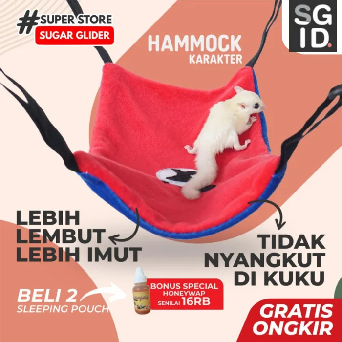 ADEWAP Hammock Sugar Glider Karakter Panjang Sleeping Pouch Tempat Tidur Aksesoris Perlengkapan SG