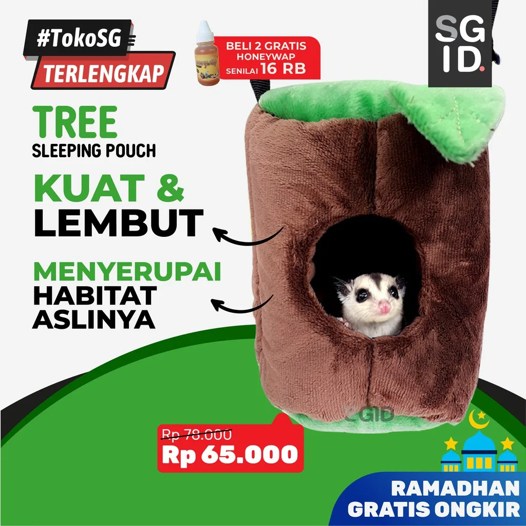 SGID Bed Pouch Tempat Kantong Tidur Bentuk Pohon untuk Sleeping Pouch Sugar Glider