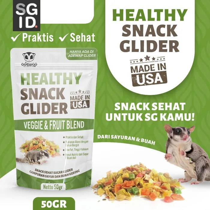 ADEWAP GLIDER Glider Veggie Fruity Healthy Snack : Buah & Sayur Kering Cemilan Sugar Glider