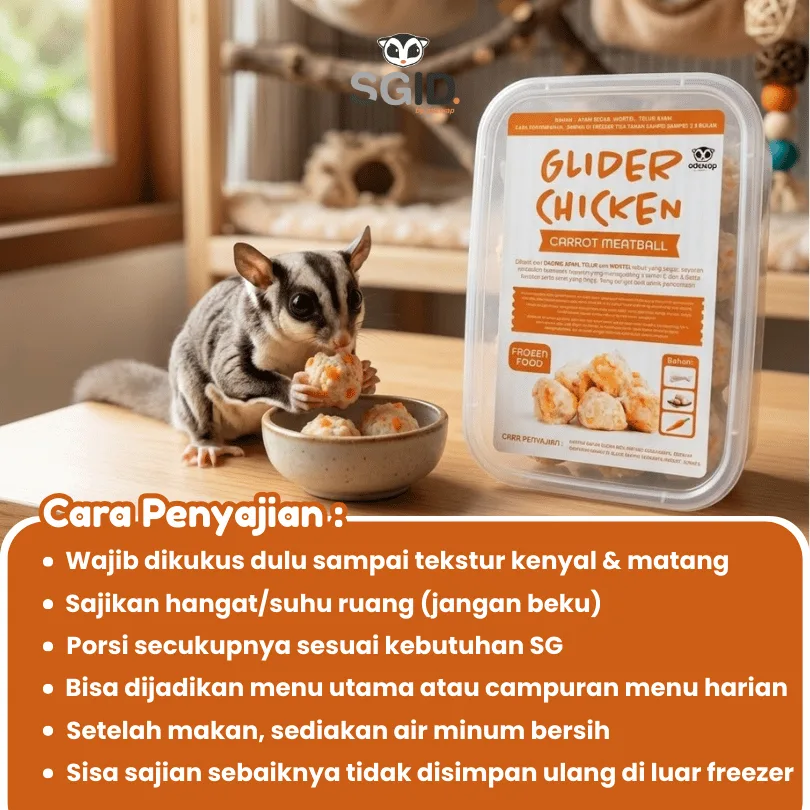 ADEWAP GLIDER Frozen Food Carrot Meatball Glider Chicken For Sugar Glider