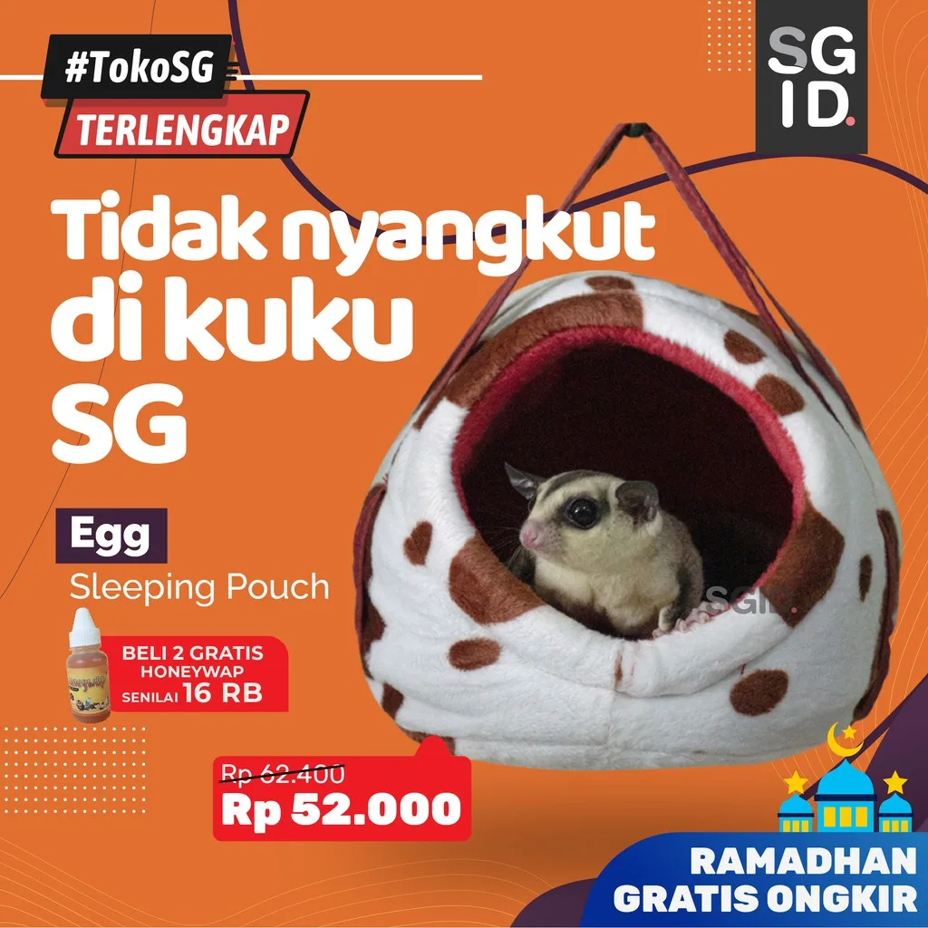 SUGAR GLIDER STAR Sleeping Pouch EGG Model Telur Tempat Tidur Sugar Glider