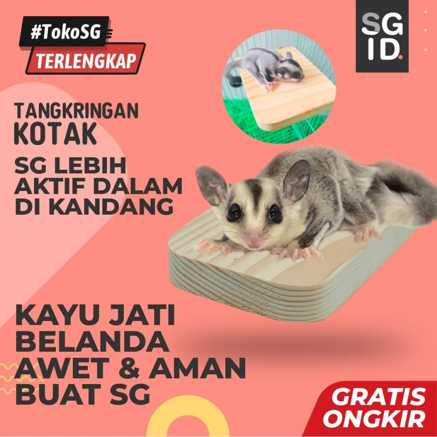SGID Tangkringan Kotak Kandang Sugar Glider Mainan Aksesoris Kandang M