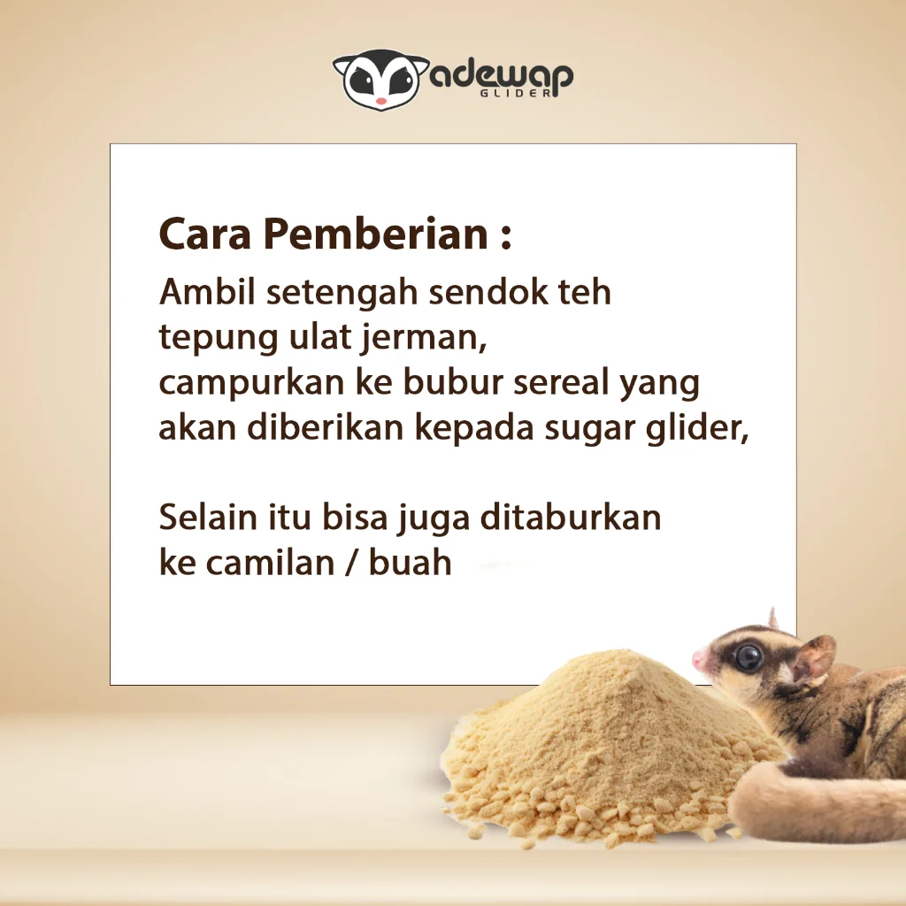 ADEWAP GLIDER Superworm Powder Suplemen Protein Tepung Ulat Jerman High Protein Sugar Glider