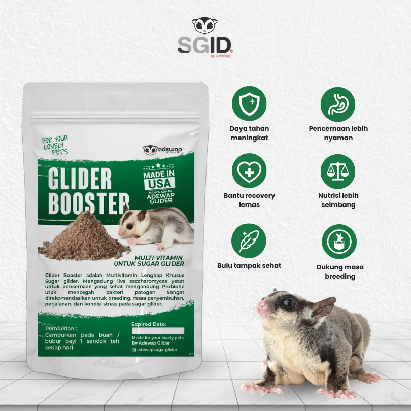 ADEWAP GLIDER Glider Booster Sugar Glider Probiotic & Saccharomyces For Over Grooming - 50 Gr