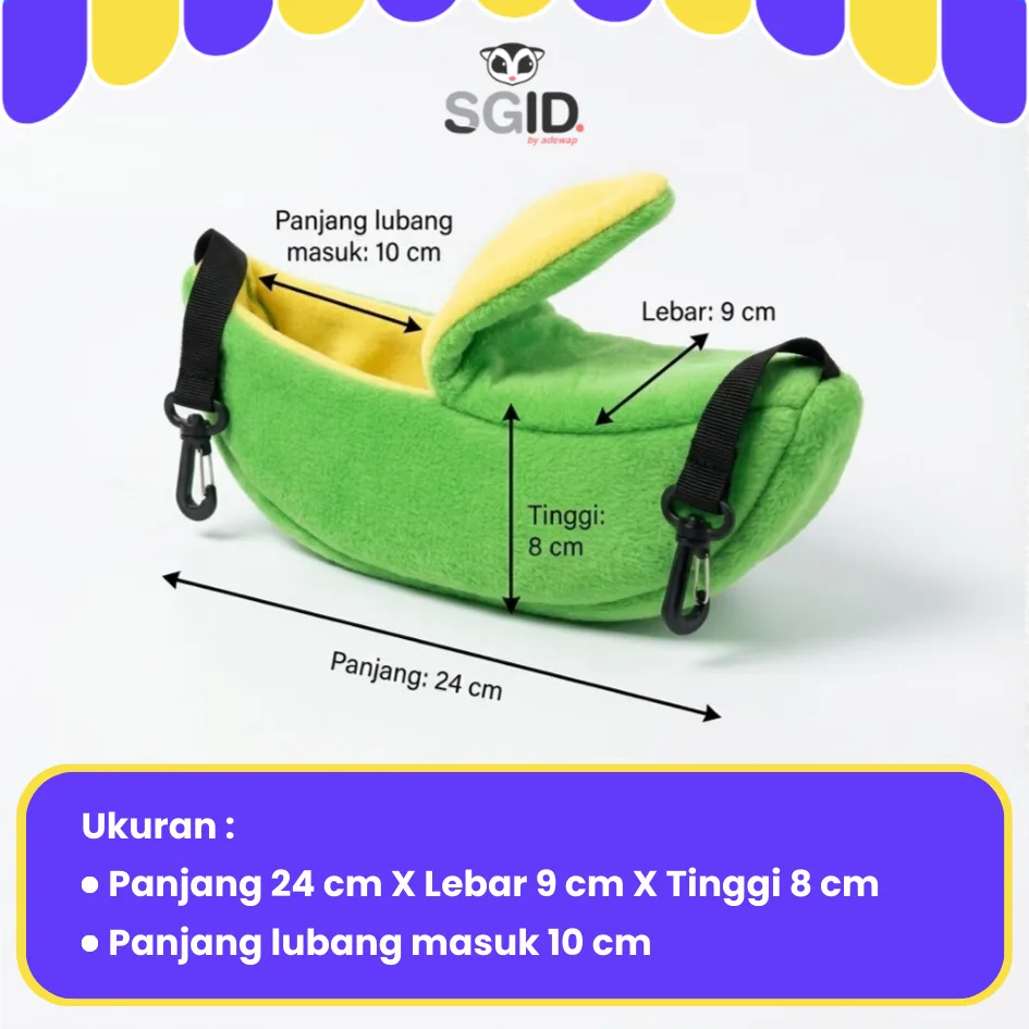 ADEWAP GLIDER Pouch Banana Bentuk Pisang Untuk Sugar Glider Tupai Terbang Kantong Tidur SG