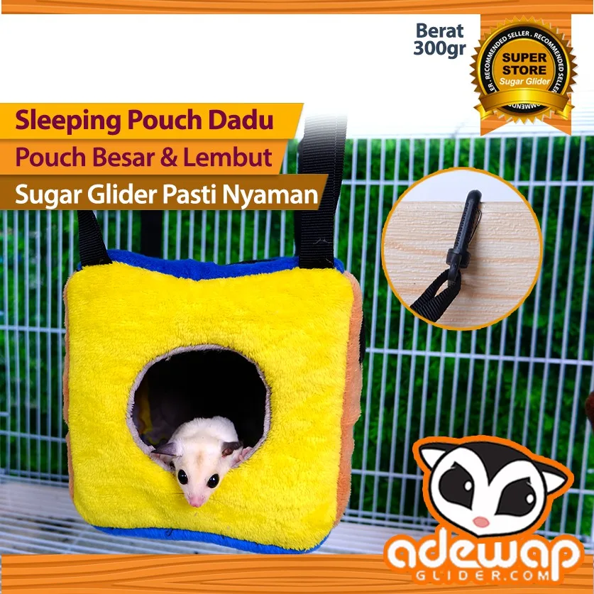 ADEWAP GLIDER Sleeping Pouch Kotak Dadu Sugar Glider Tempat Tidur Hewan Peliharaan Ukuran Medium