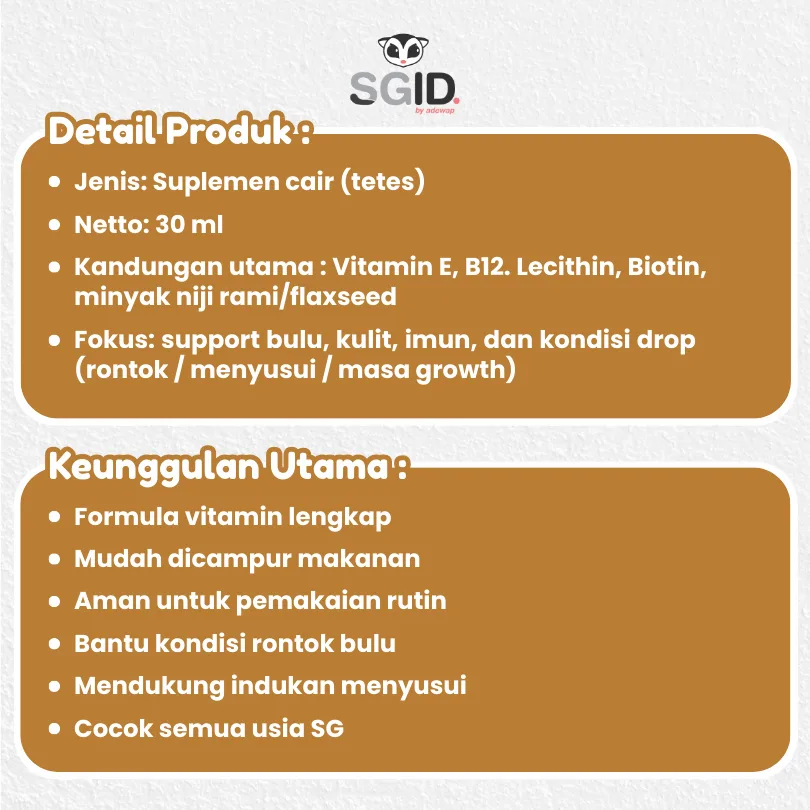 ADEWAP GLIDER Glow Suplement Perawatan Bulu Sugar Glider - 30ML