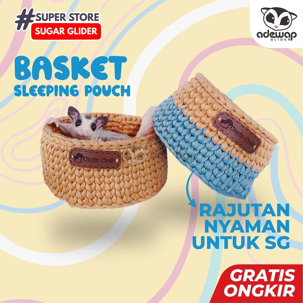 SUGAR GLIDER STAR Basket Sleeping Pouch Rajut Tempat Tidur Sugar Glider