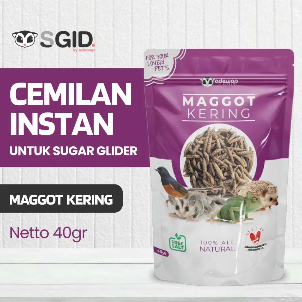 Maggot BSF Kering camilan Sugar Glider landakmini hamster arwana PET FOOD / Maggot BSF 40 gram