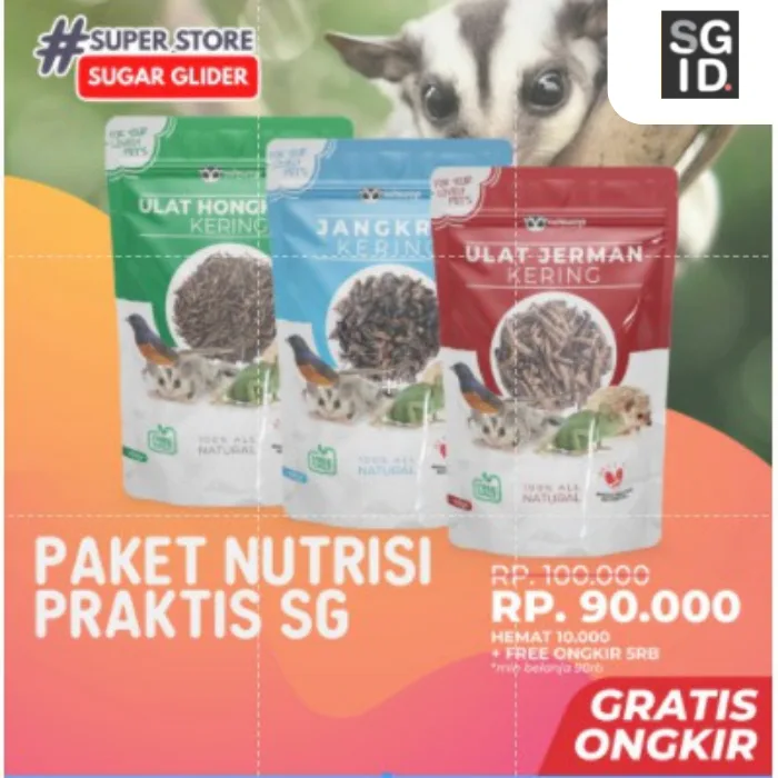 ADEWAP GLIDER Paket Hemat 3 Serangga Nutrisi Protein Sugar Glider