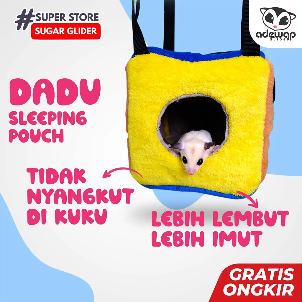 ADEWAP GLIDER Sleeping Pouch Kotak Dadu Sugar Glider Tempat Tidur Hewan Peliharaan Ukuran Medium