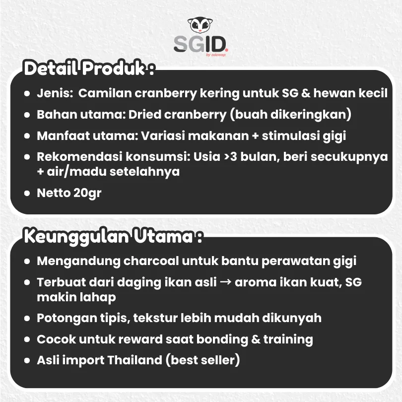 ADEWAP GLIDER Fish Snack Charcoal Camilan Perawatan Gigi Sugar Glider